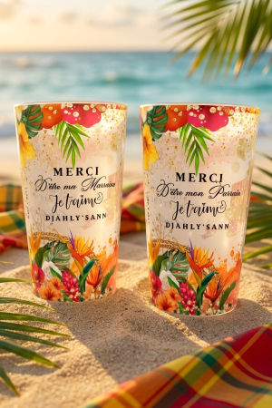 Lot de 2 gobelets réutilisable (ex : Parrain : Marraine)